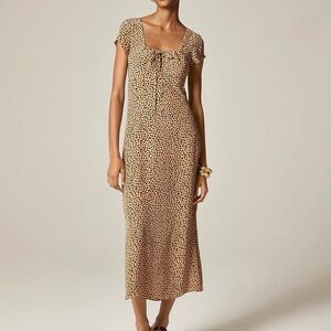 J. Crew Beige Leopard-Print Midi Dress with Tie Front